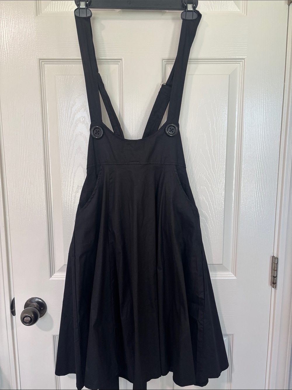 Black Women's Pinafore Dress with Adjustable Straps - Sz 10